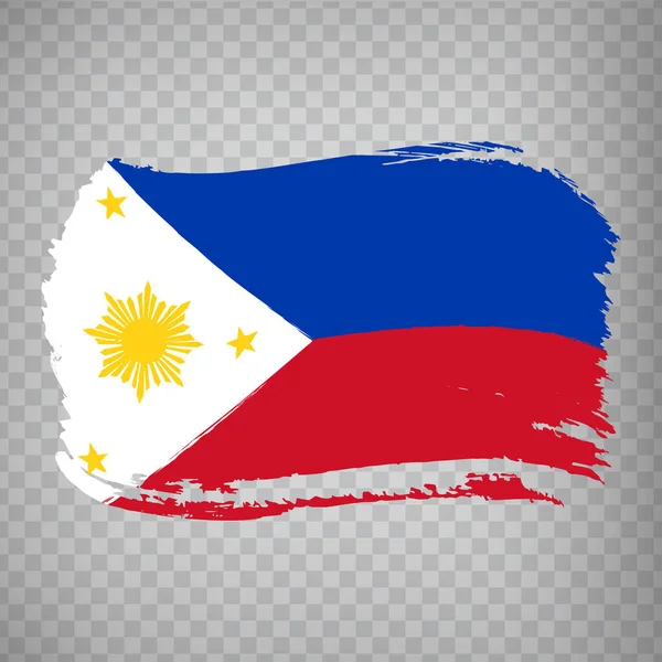 Bandera Filipinas Fondo Pincelada Bandera República Filipinas Sobre Fondo Transparente — Vector de stock