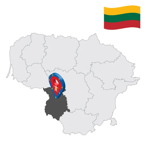 Location Marijampole Уезд Карте Lithuania Знак Местоположения Похож Флаг Графства — стоковый вектор