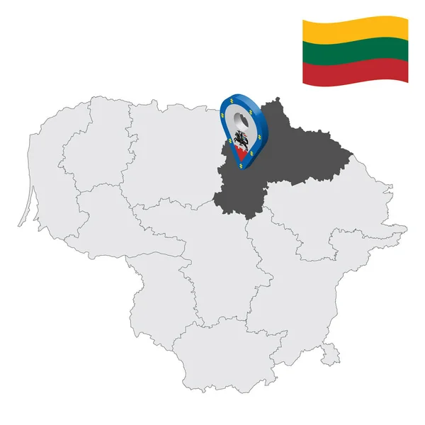 Localização Condado Panevezys Mapa Lituânia Sinal Localização Semelhante Bandeira Condado — Vetor de Stock