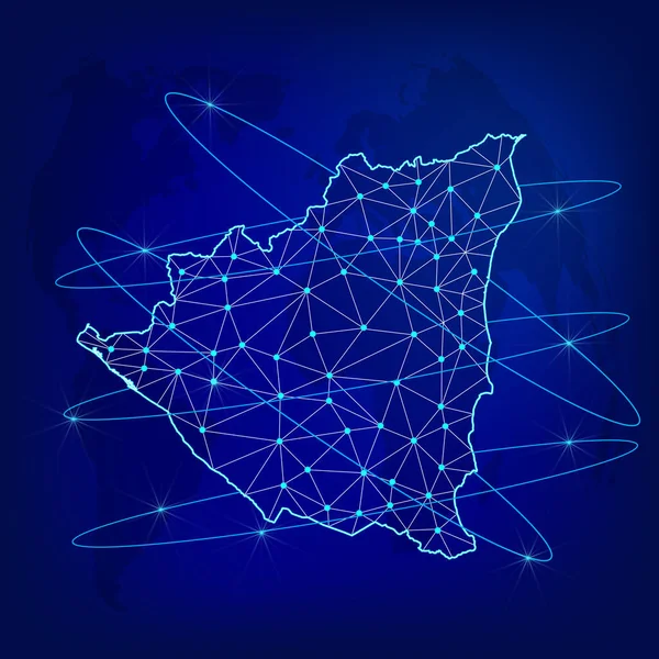 Wereldwijd Logistiek Netwerk Concept Communicatienetwerk Kaart Nicaragua Wereldachtergrond Kaart Van — Stockvector