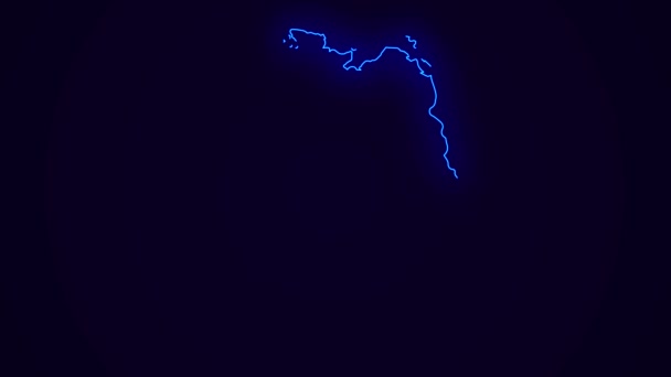 Германия Карта Граница Страны Темно Синем Фоне Неоновые Огни Цветной — стоковое видео