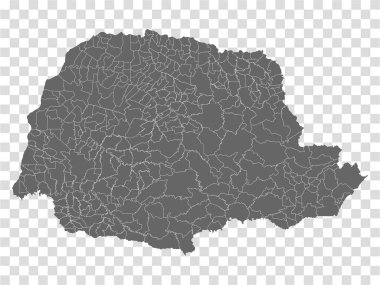 Brezilya 'nın boş haritası Parana. İnternet sitenizin tasarımı, logosu, uygulaması, UI için şeffaf arkaplanı olan yüksek kaliteli bir harita Parana. Brezilya. EPS10.