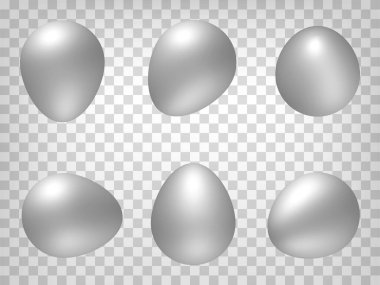 Şeffaf arkaplanda 3 boyutlu yumurta modelleme projeksiyonları kümesi. Üç boyutlu yumurta. Web sitenizin tasarımı, uygulaması ve UI için grafik elementlerin soyut konsepti. EPS 10
