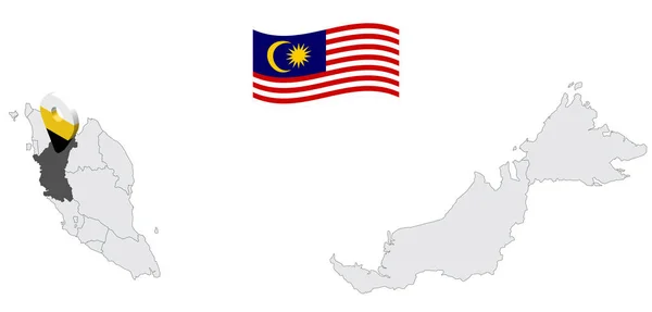 Locatie Van State Perak Kaart Maleisië State Perak Vlag Marker — Stockvector