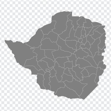 Zimbabwe 'nin boş haritası. Zimbabve haritası. İnternet sitesi tasarımı, uygulaması ve UI için Zimbabve Cumhuriyeti 'nin detaylı vektör haritası. EPS10. 