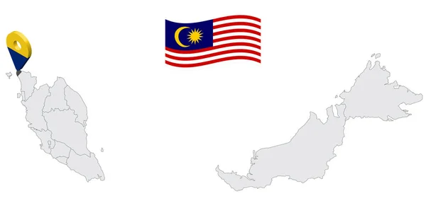 Lokalizacja Państwa Perlis Mapie Malaysia Znacznik Lokalizacji Znacznika State Perlis — Wektor stockowy