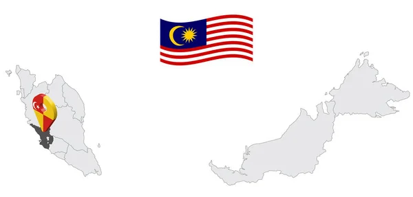 Lokalizacja State Selangor Mapie Malezja State Selangor Flag Map Znacznik — Wektor stockowy