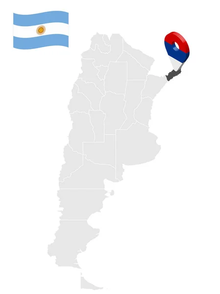 Localização Província Misiones Mapa Argentina Sinal Localização Semelhante Bandeira Misiones — Vetor de Stock