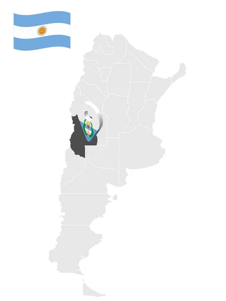 Lokalizacja Mendoza Mapie Argentyna Znak Lokalizacji Podobny Flagi Mendoza Mapa — Wektor stockowy