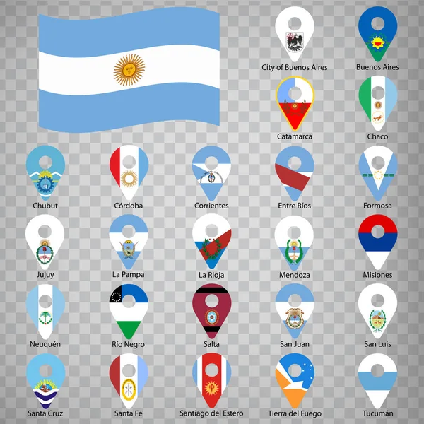 Флага Провинций Аргентины Алфавитный Порядок Названием Набор Геолокационных Знаков Таких — стоковый вектор
