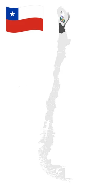 Lokalizacja Regionu Tarapaca Mapie Chile Znak Lokalizacji Podobny Flagi Tarapaca — Wektor stockowy