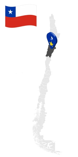 Lokalizacja Atacama Region Mapie Chile Znak Lokalizacji Podobny Flagi Atacama — Wektor stockowy
