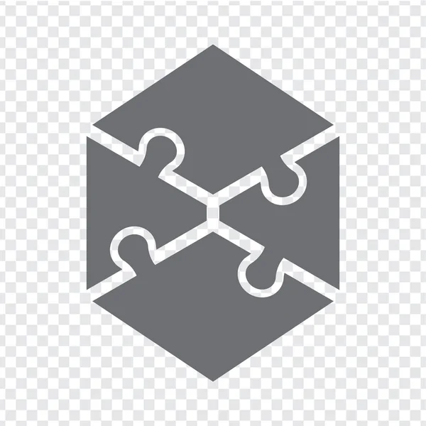 Проста Іконка Багатокутної Головоломки Сірому Проста Головоломка Піктограм Чотирьох Елементів — стоковий вектор