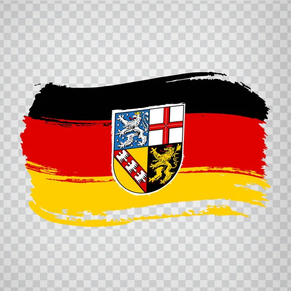 Bandera Saarland Pinceladas Bandera Ondeando Sarre Sobre Fondo Transparente Para — Archivo Imágenes Vectoriales
