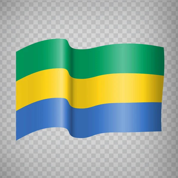 Realistische Golvende Vlag Van Gabon Transparante Achtergrond Nationale Vlag Gabonese — Stockvector