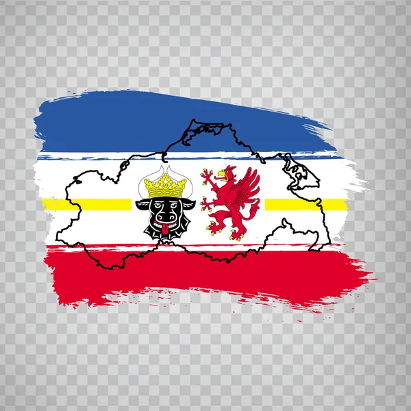 Флаг Мекленбурга Передней Померании Мазков Кисти Карта Мекленбурга Передней Померании — стоковый вектор