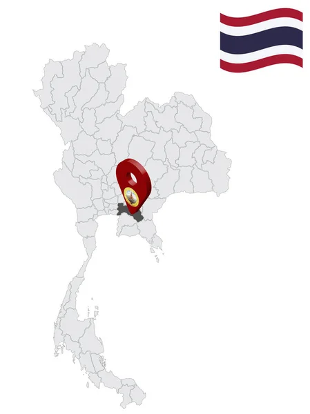 Location Chachoengsao Province Map Thailand Chachoengsao Flag Map Marker Location — Vector de stock