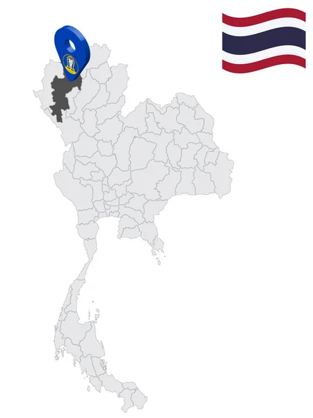 Tayland Haritasında Chiang Mai Eyaletinin Yeri Chiang Mai Bayrak Haritası — Stok Vektör