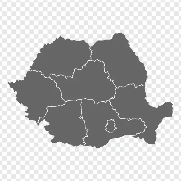 Червона Мапа Румунії Високоякісна Карта Румунії Регіонами Прозорому Тлі Дизайну — стоковий вектор