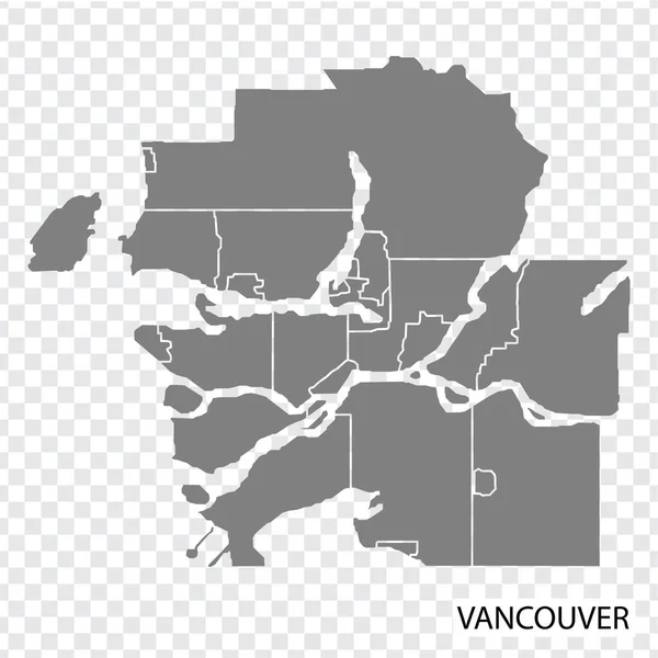 Mapa Alta Calidad Vancouver Una Ciudad Canadá Con Fronteras Las — Vector de stock