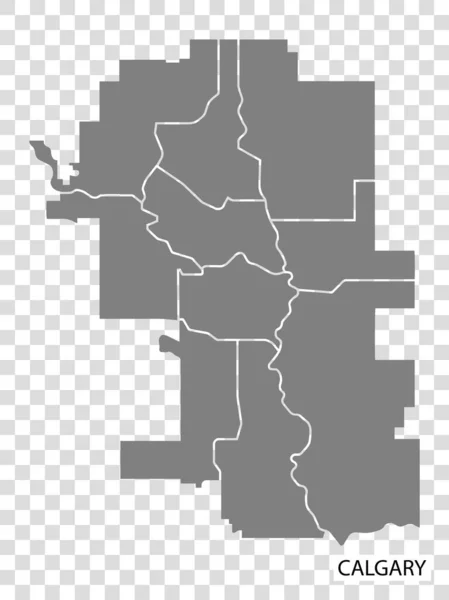 Mappa Alta Qualità Calgary Una Città Del Canada Con Confini — Vettoriale Stock