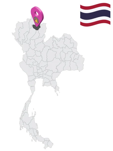 Locatie Van Provincie Phayao Kaart Thailand Phayao Vlag Marker Locatie — Stockvector