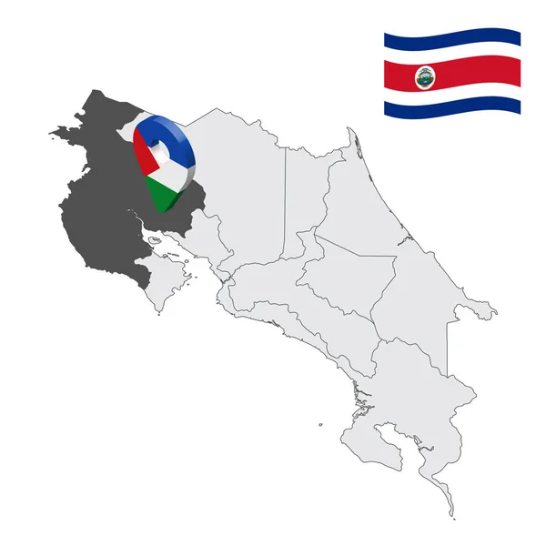 Location Guanacaste Province Map Costa Rica Location Sign Similar Flag — Stok Vektör