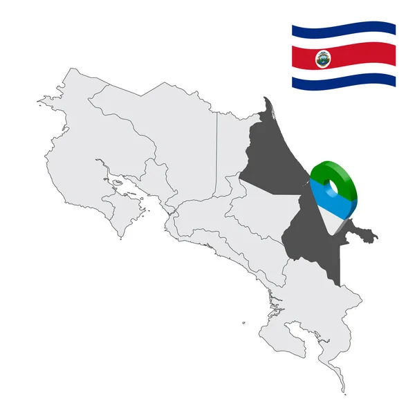 Location Limon Province Map Costa Rica Location Sign Similar Flag — Vettoriale Stock