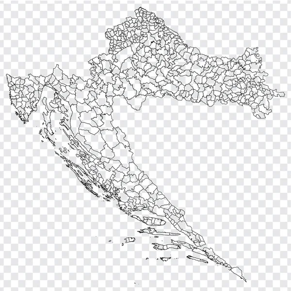 Leere Landkarte Von Kroatien Karte Der Bezirke Kroatiens Hoch Detaillierte — Stockvektor