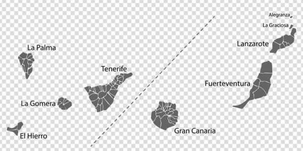 Κενό Χάρτη Καναρίων Νήσων Γκρι Κάθε Χάρτης Του Νησιού Έχει — Διανυσματικό Αρχείο