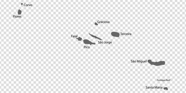 Бланк Карты Азорских Островов Английском Языке Каждая Карта Острова Имеет — стоковый вектор