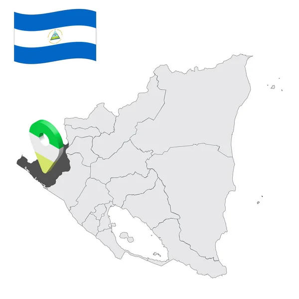 ニカラグア地図上の中国デガ県の場所 中国デガの旗に似た3D位置表示 あなたのデザインのためのニカラグアの州との品質地図 Eps10 — ストックベクタ