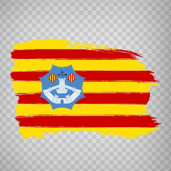 Bandiera Minorca Pennellate Bandiera Menorca Delle Isole Baleari Sfondo Trasparente — Vettoriale Stock