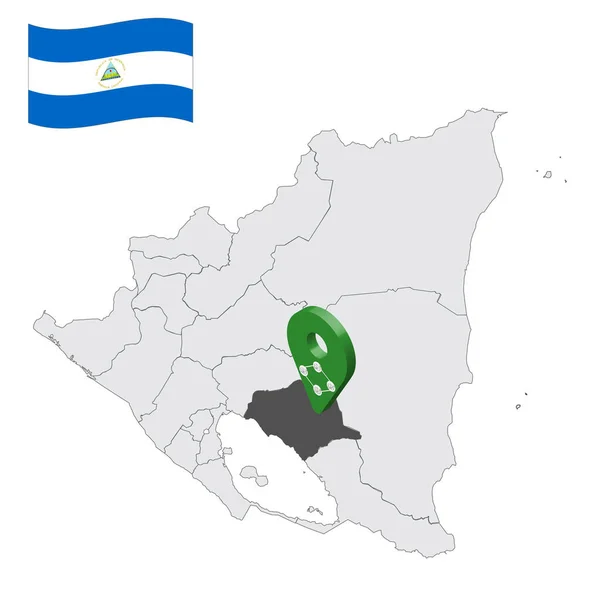 Ubicación Chontales Departamento Mapa Nicaragua Signo Ubicación Similar Bandera Chontales — Vector de stock