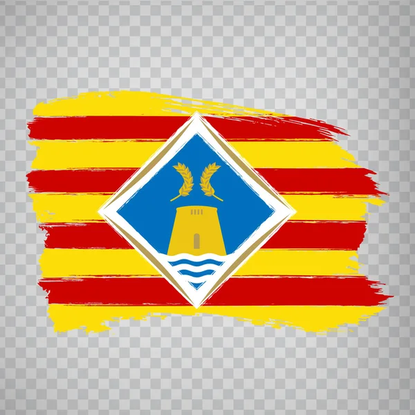 Bandiera Formentera Pennellate Bandiera Formentera Delle Isole Baleari Sfondo Trasparente — Vettoriale Stock