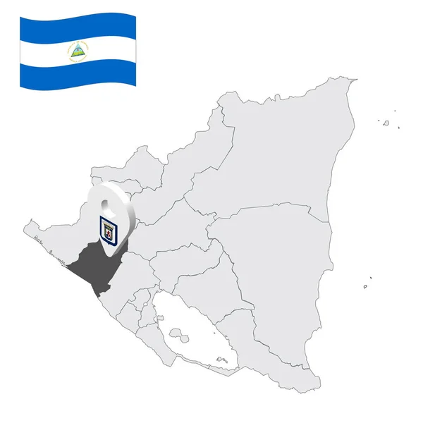 Localisation Département Léon Sur Carte Nicaragua Panneau Localisation Similaire Drapeau — Image vectorielle