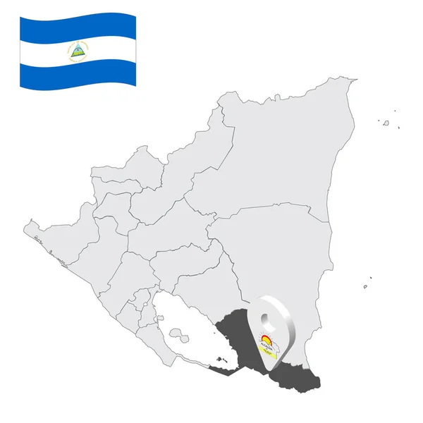 Ubicación Rio San Juan Mapa Nicaragua Firma Ubicación Similar Bandera — Vector de stock