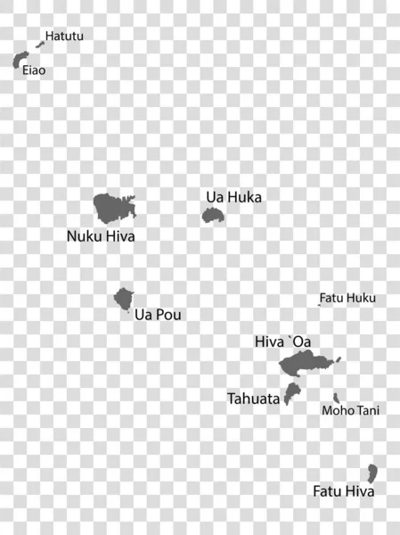 空の地図マルケサス諸島を灰色で地図 すべての島の地図はタイトルが付いています あなたのデザインのための透明背景にマルケサス諸島の高品質の地図 オセアニアだ フランス領ポリネシア Eps10 — ストックベクタ