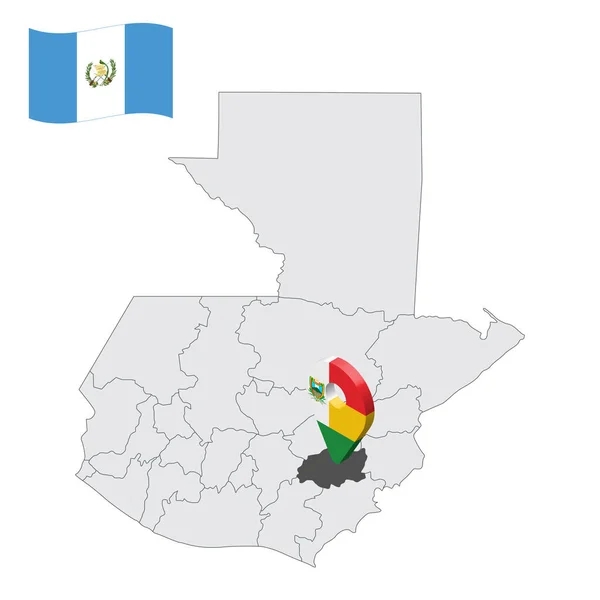 Jalapa在危地马拉地图上的位置 3D位置标志类似于贾拉帕的旗帜 为您的设计与危地马拉各省的质量地图 Eps10 — 图库矢量图片