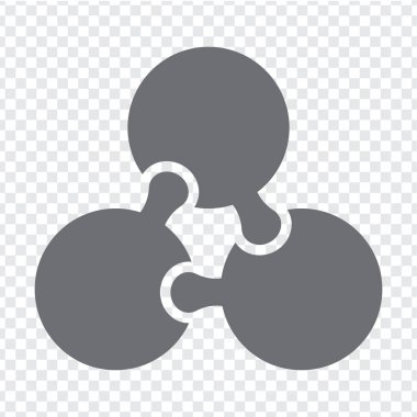 Grili basit ikon bulmacaları. Web sitesi tasarımı, uygulaması ve UI için saydam arkaplan üzerindeki üç elementin basit simge çemberi bulmacası. EPS10.