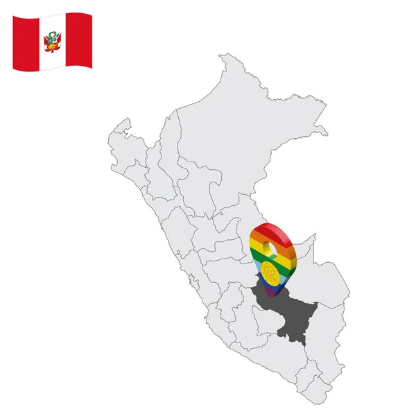Cuzco Elhelyezkedése Térképen Peru Helyzetjelző Hasonló Zászló Cuzco Minőségi Térkép — Stock Vector