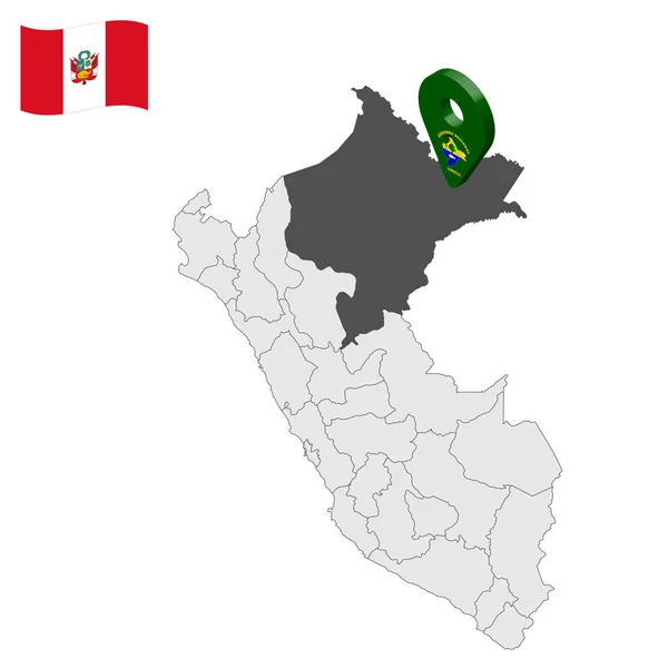 Ubicación Loreto Mapa Perú Signo Ubicación Similar Bandera Loreto Mapa — Vector de stock