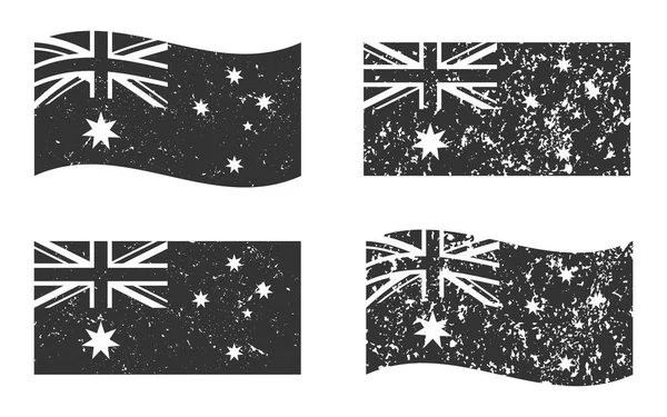 Australien Grunge Flagge Gesetzt Dunkelgrau Isoliert Auf Weißem Hintergrund Vektorillustration — Stockvektor