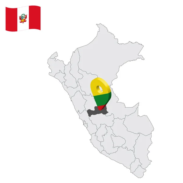 場所パスコ県地図ペルー パスコの旗に似た3次元位置表示 あなたのデザインのためのペルー共和国の州との品質地図 Eps10 — ストックベクタ