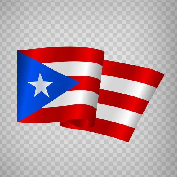 Realistic Waving Flag Puerto Rico Transparent Background National Flag Commonwealth — Stock Vector