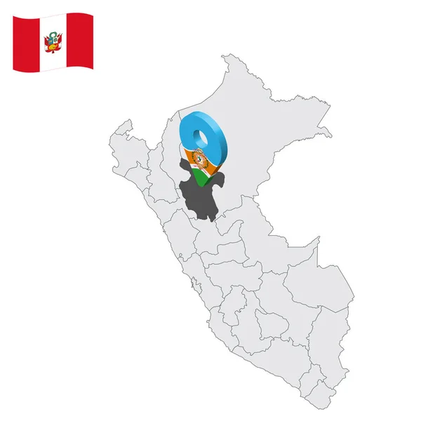 Peru Haritasında San Martin Konumu San Martin Bayrağına Benzer Boyutlu — Stok Vektör