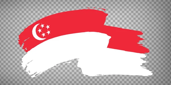 Flagga Singapore Pensel Stroke Bakgrund Flagga Viftande Singapore Transparent Bakgrund — Stock vektor