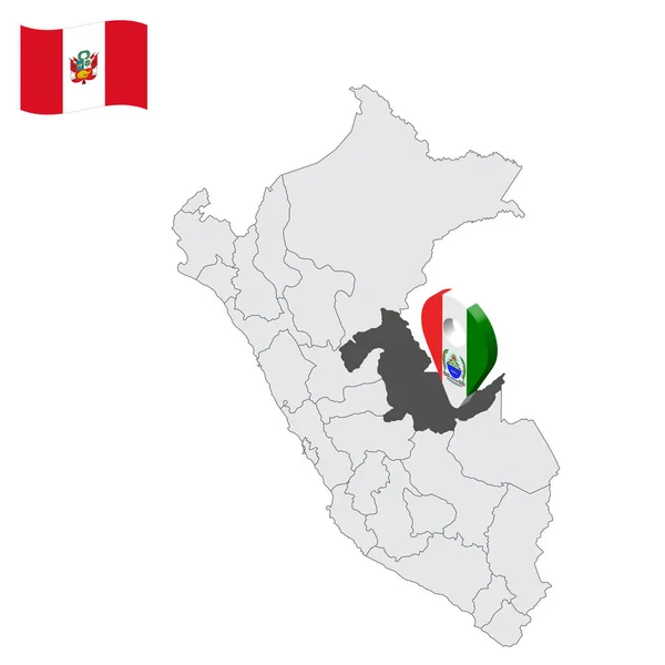 Ubicazione Dipartimento Ucayali Sulla Mappa Peru Indicativo Posizione Simile Alla — Vettoriale Stock