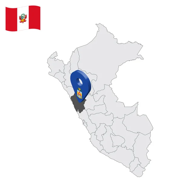 Peru Haritasında Ancash Bölümü Ancash Bayrağına Benzer Boyutlu Bir Işaret — Stok Vektör