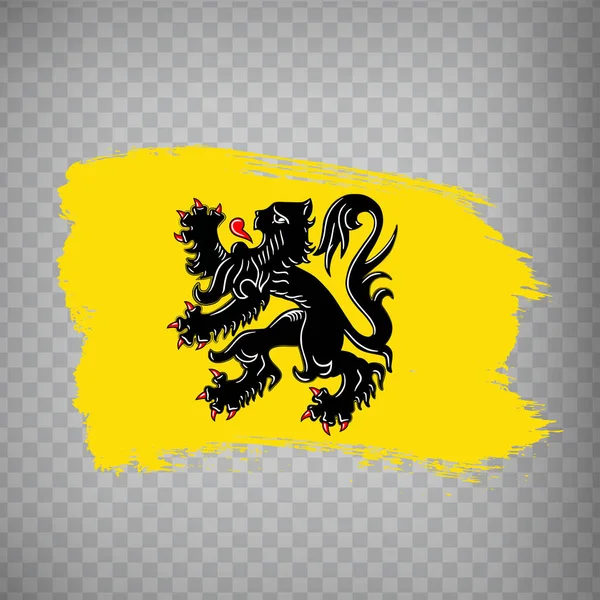 Флаг Фландрии Мазки Кистью Флаг Фламандского Региона Прозрачном Фоне Вашего — стоковый вектор